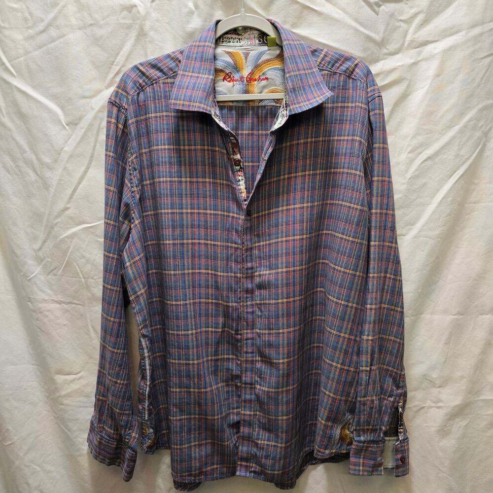 Robert Graham Classic Fit casual button-down embroidered stripe plaid 3XL